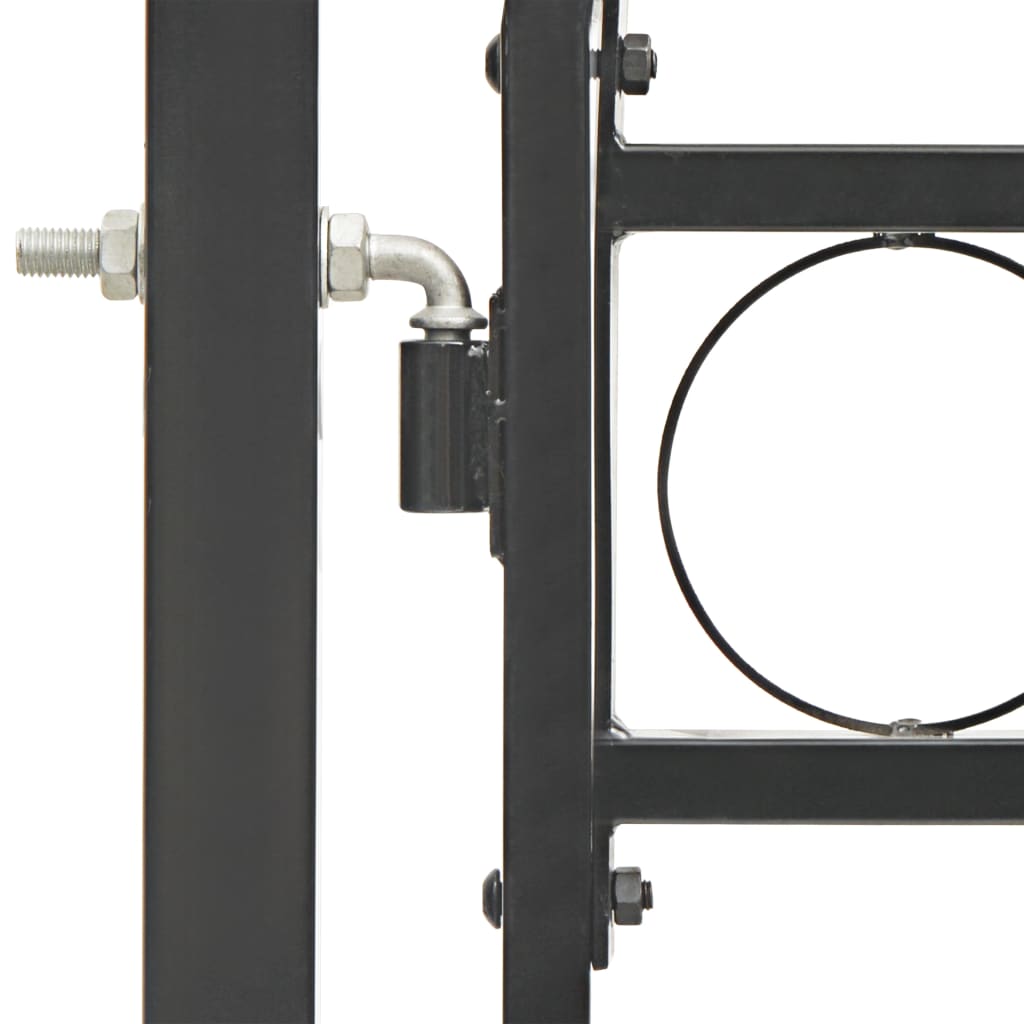Fence gate with arched top steel 100x250 cm black