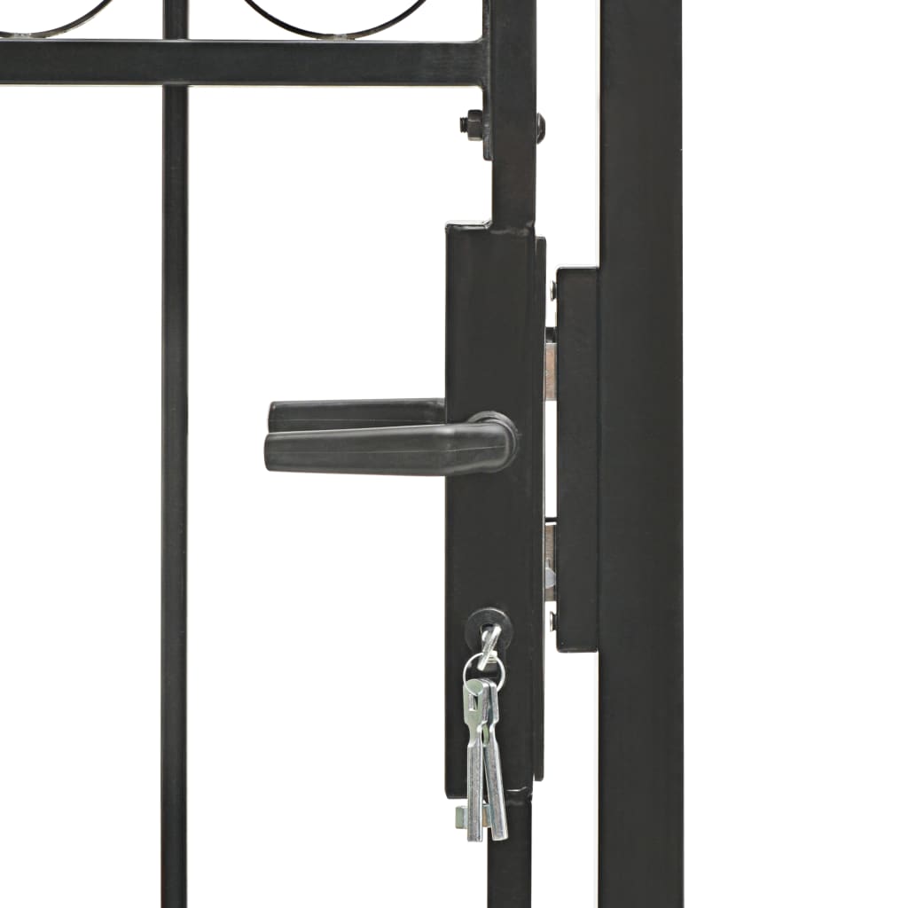 Fence gate with arched top steel 100x250 cm black