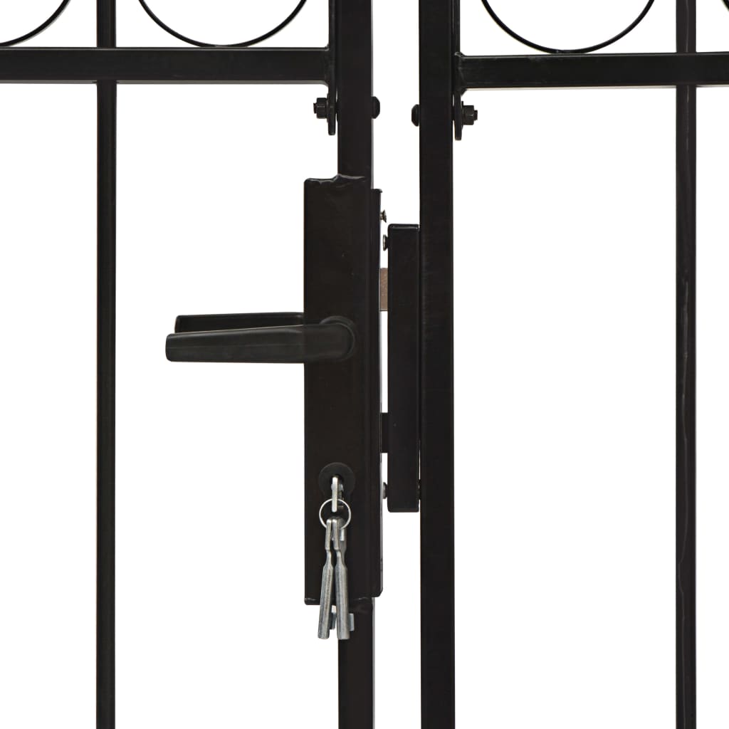 Zauntor Doppelflügel Gewölbte Spitze Stahl 300x175 cm Schwarz
