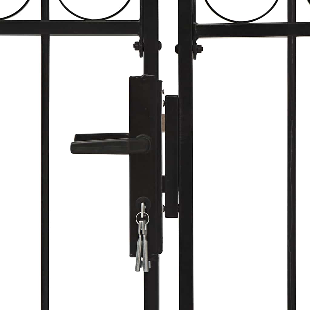 Zauntor Doppelflügel Gewölbte Spitze Stahl 300x200 cm Schwarz