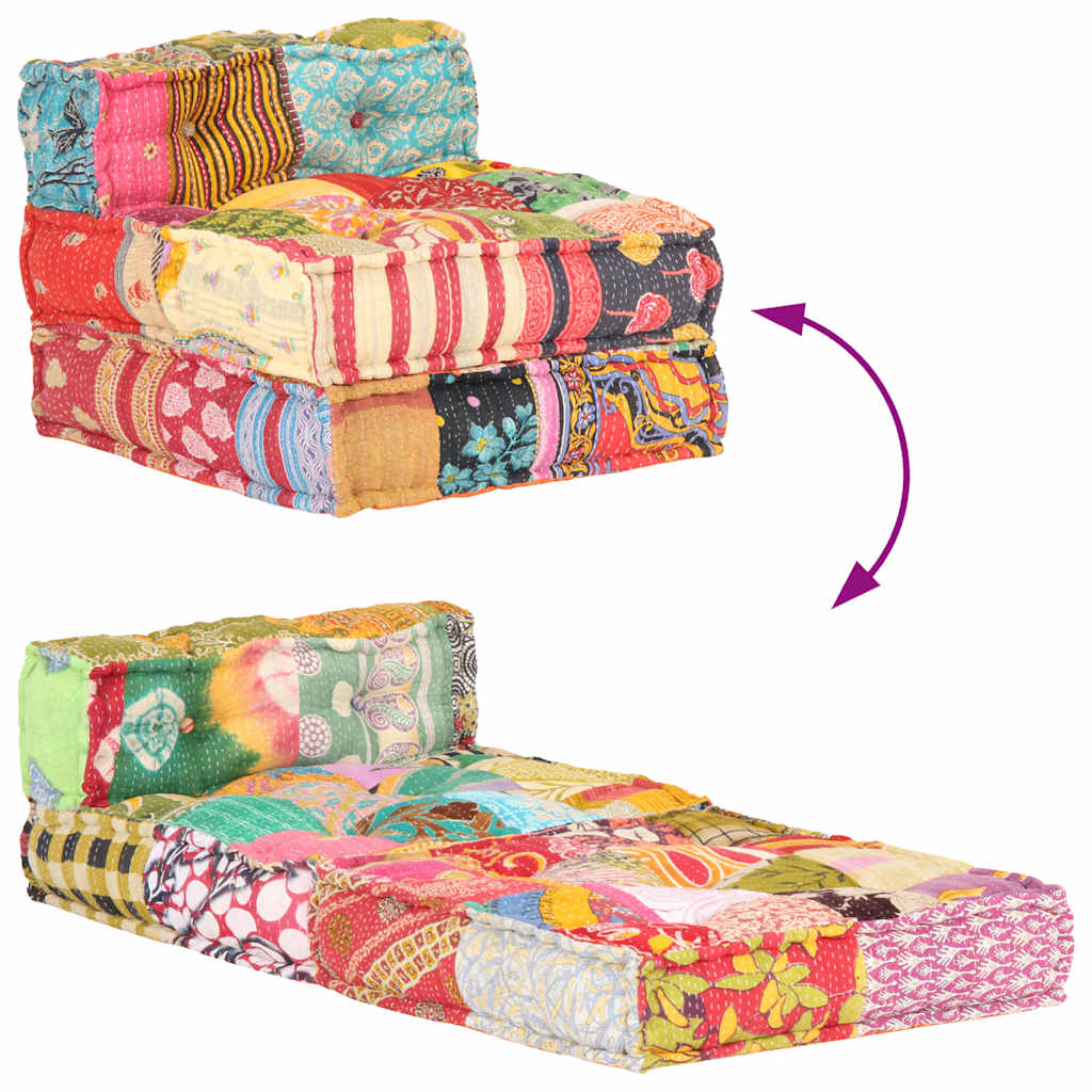 Modularer Pouf Patchwork Stoff