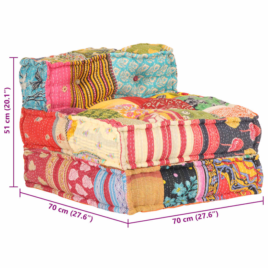 Modularer Pouf Patchwork Stoff