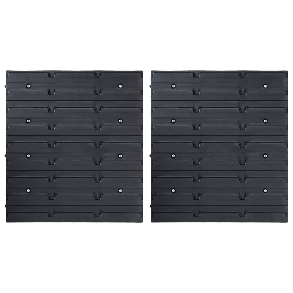 32-piece open-fronted storage bin set with wall bracket, red and black
