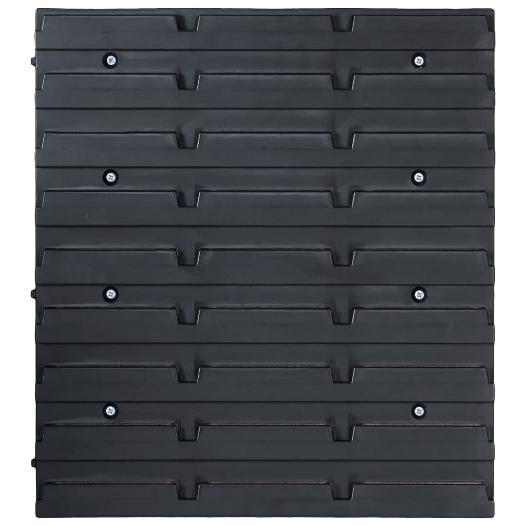 32-piece open-fronted storage bin set with wall bracket, red and black
