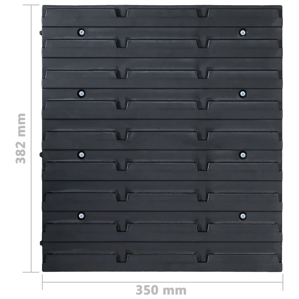 32-piece open-fronted storage bin set with wall bracket, red and black