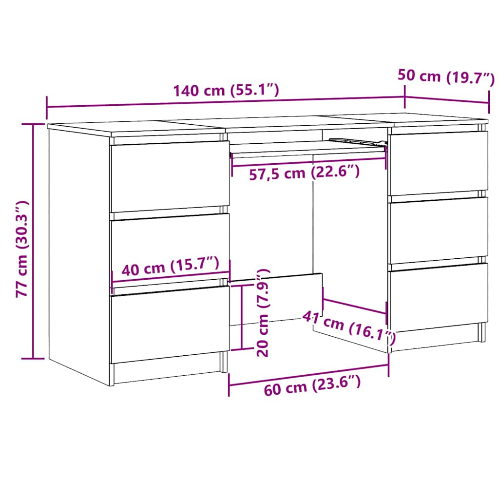 Schreibtisch Weiß 140x50x77 cm Holzwerkstoff
