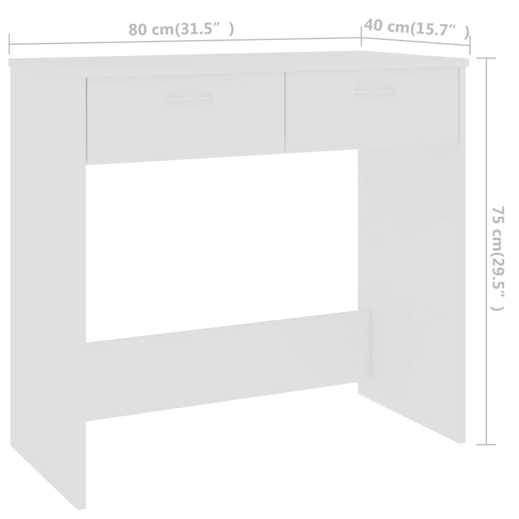 Desk White 80×40×75 cm Wood Material