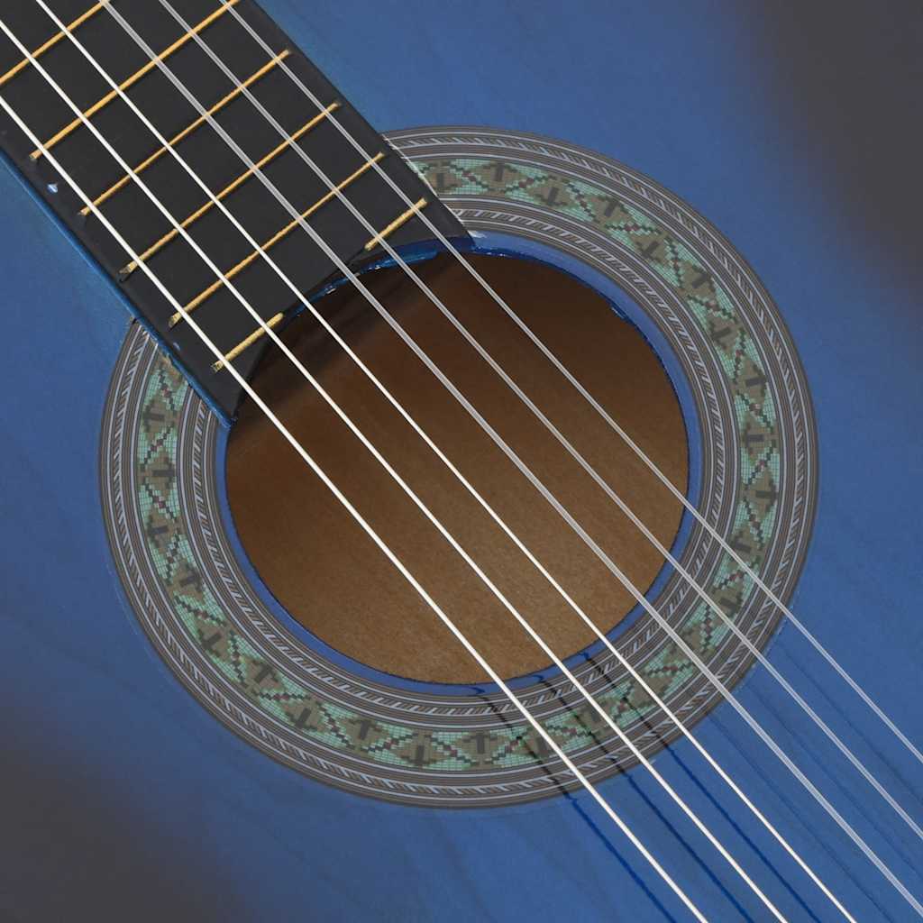 12-tlg. Klassikgitarren-Set für Anfänger Blau 4/4 39"