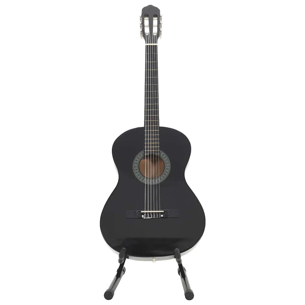 12-tlg. Klassikgitarren-Set für Anfänger Schwarz 4/4 39"