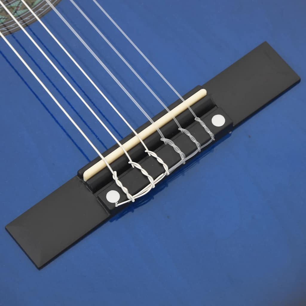 8-tlg. Klassikgitarren-Set für Anfänger Blau 3/4 36"