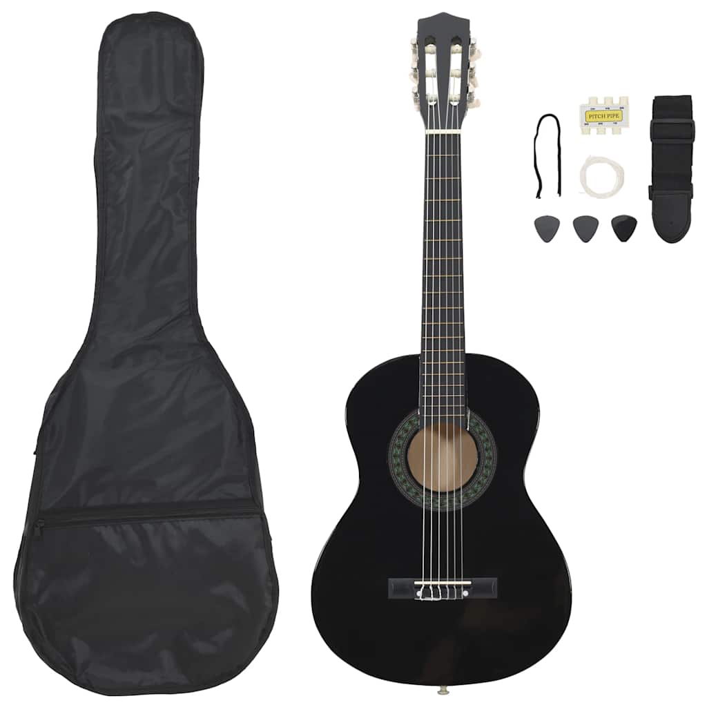8-tlg. Klassikgitarren-Set für Anfänger Schwarz 1/2 34"