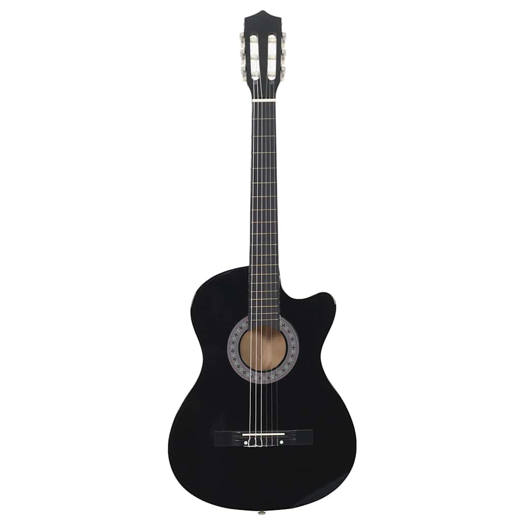 Westerngitarre Cutaway mit 6 Saiten Schwarz 38"