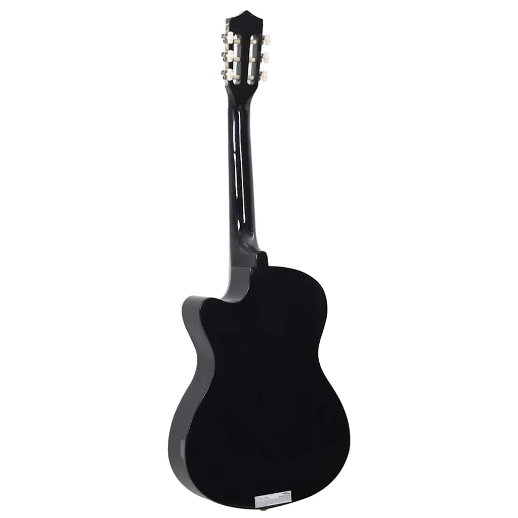 12-tlg Westerngitarre Set mit 6 Saiten Schwarz 38"