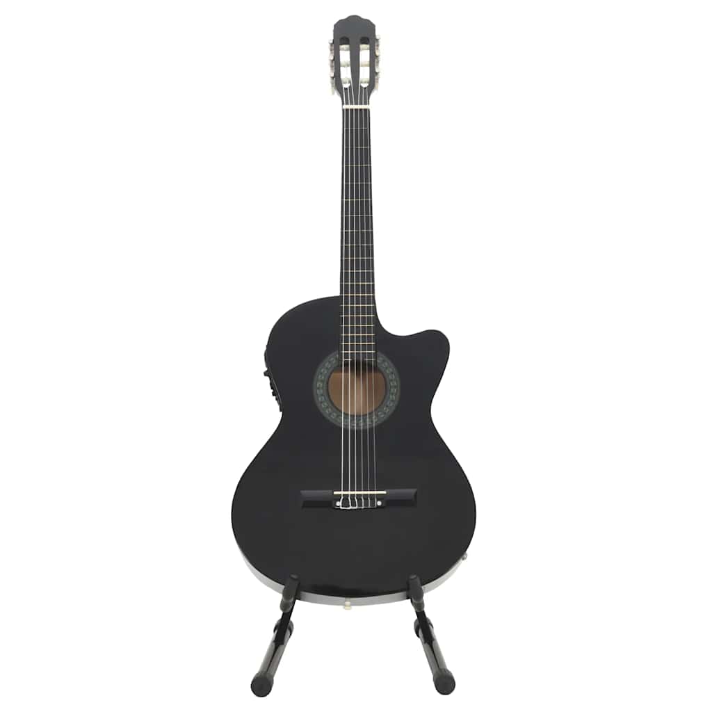 12-tlg. Western Gitarren-Set mit Equalizer und 6 Saiten Schwarz