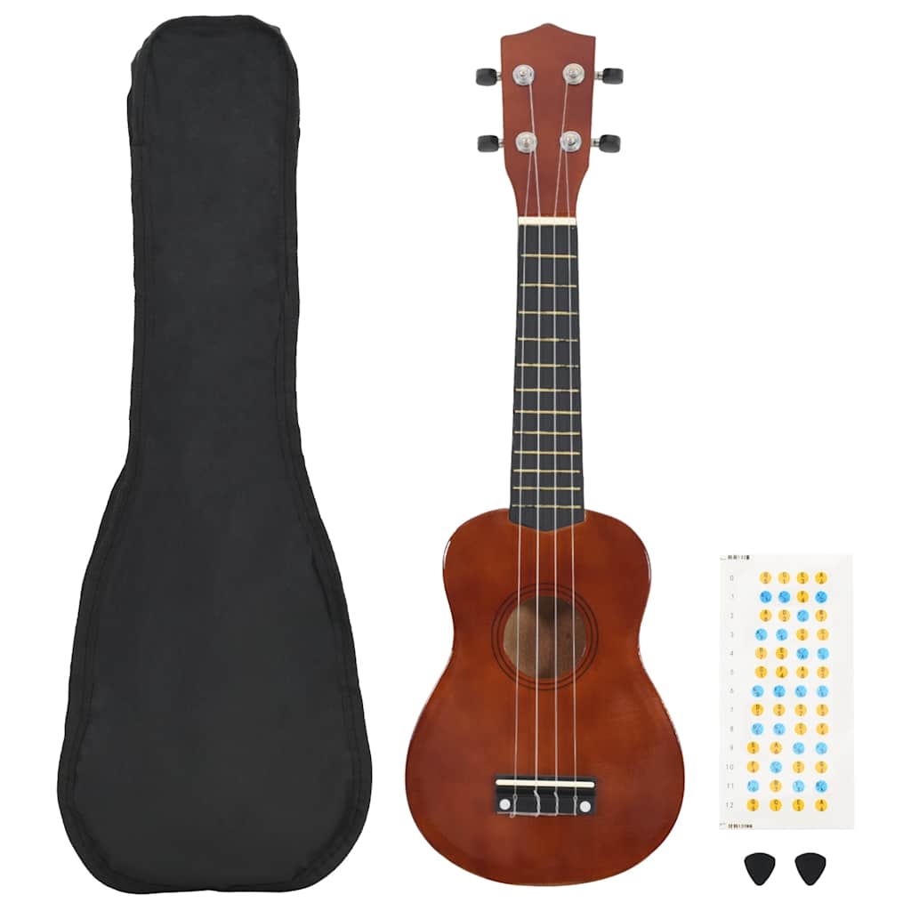 Sopran Ukulele Set für Kinder mit Tasche Dunkles Holz 21"
