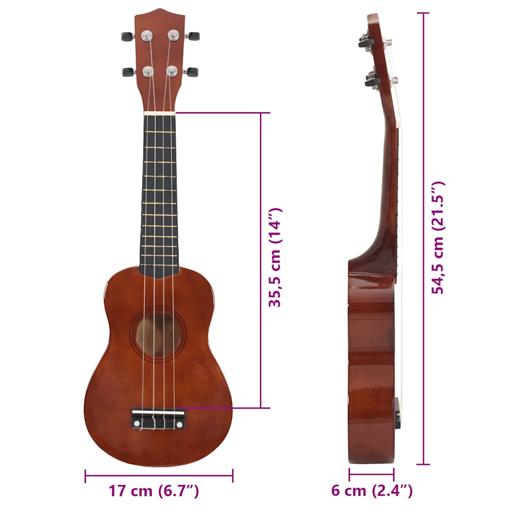 Sopran Ukulele Set für Kinder mit Tasche Dunkles Holz 21"