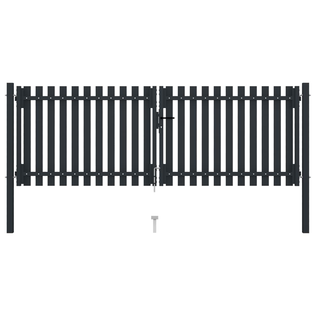 Double-leaf fence gate steel 306x150 cm anthracite