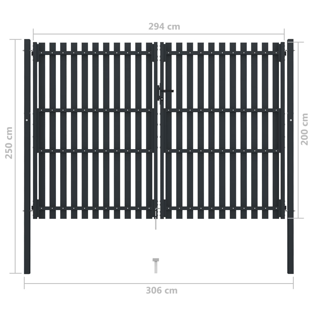 Doppelflügel Zauntor Stahl 306x250 cm Anthrazit