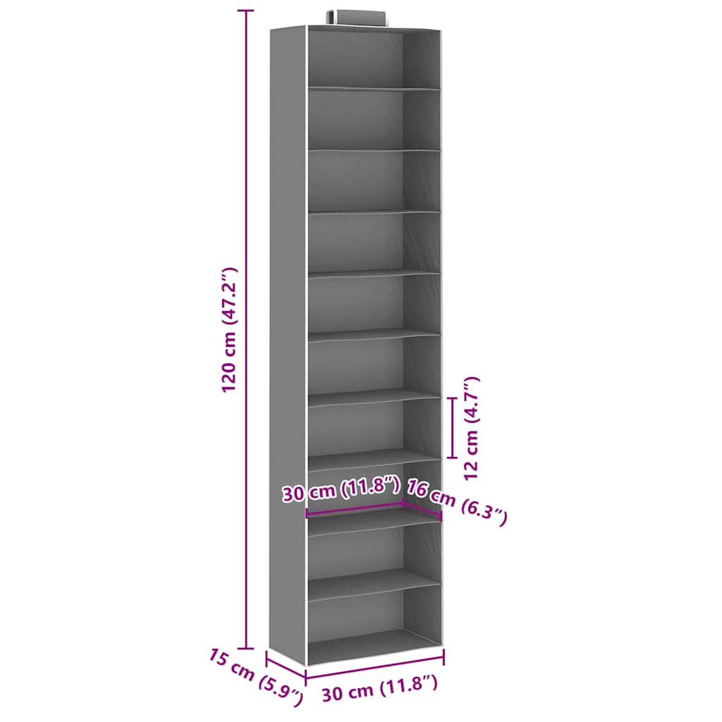 Hanging storage for closets 2 pcs. with 10 compartments fabric