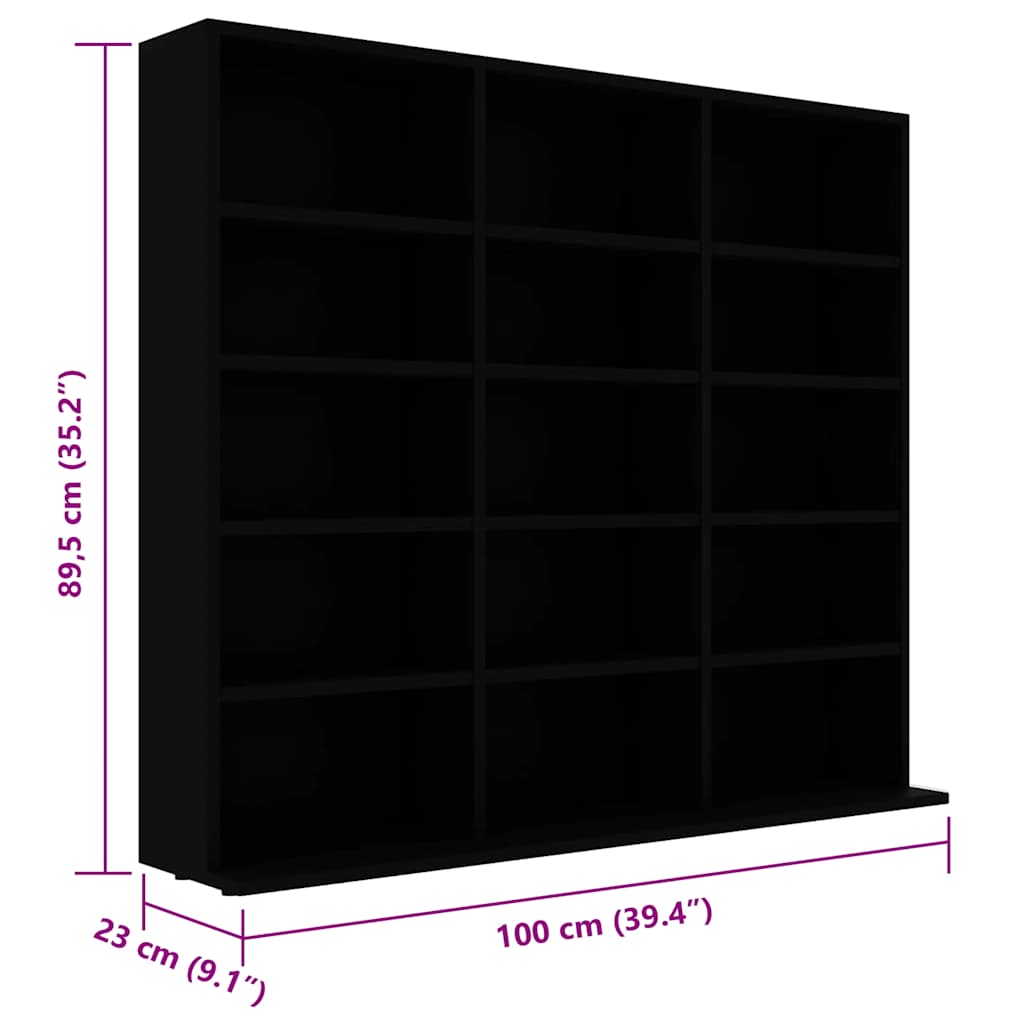 CD-Regal Schwarz 100x23x89,5 cm Holzwerkstoff
