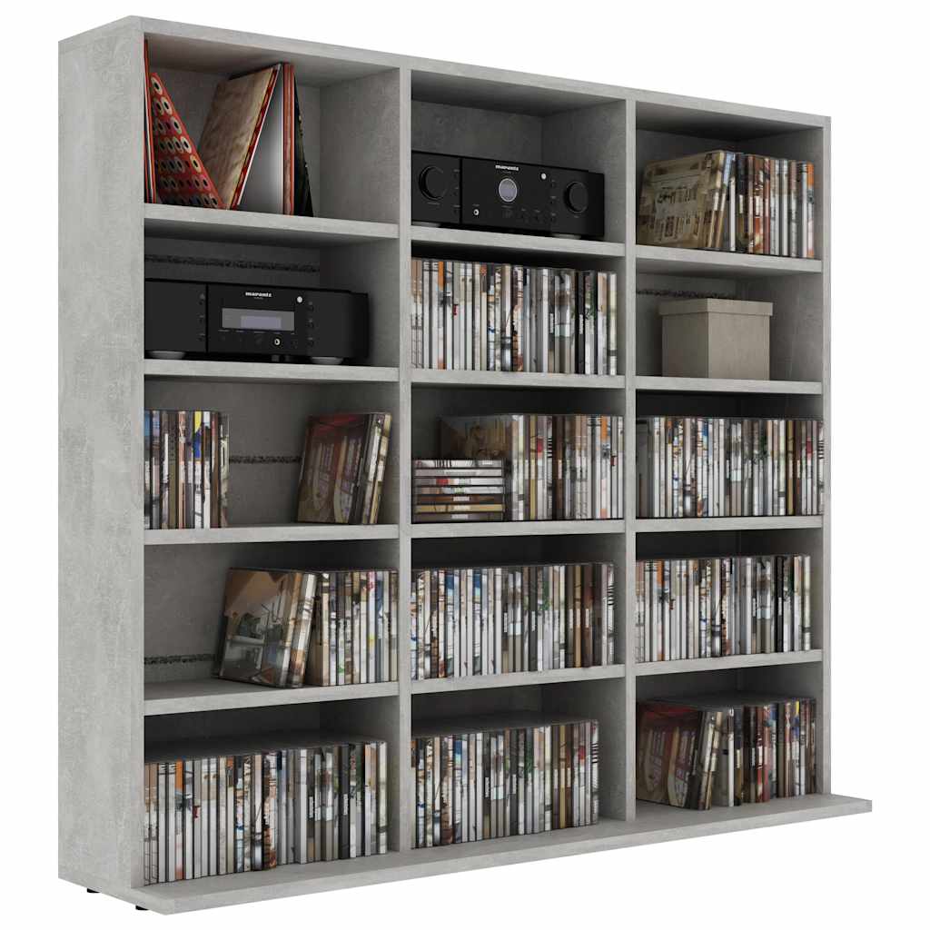 CD-Regal Betongrau 100x23x89,5 cm Holzwerkstoff