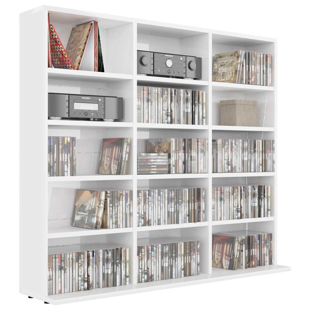 CD-Regal Hochglanz-Weiß 100x23x89,5 cm Holzwerkstoff