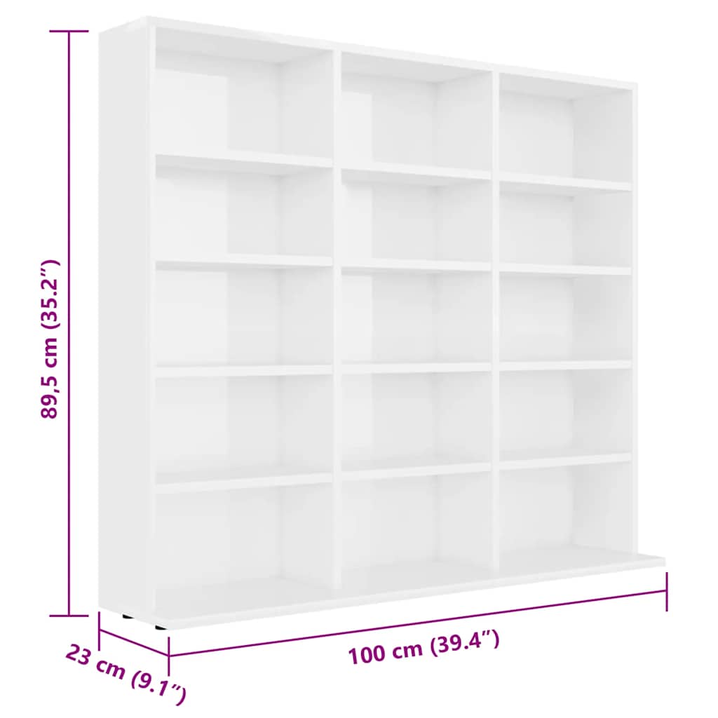 CD-Regal Hochglanz-Weiß 100x23x89,5 cm Holzwerkstoff