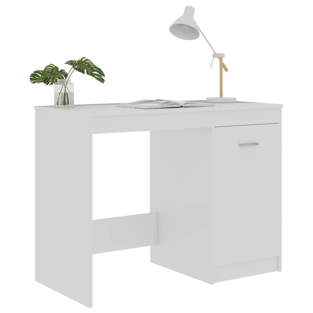 Desk High Gloss White 100x50x76 cm Wood Material