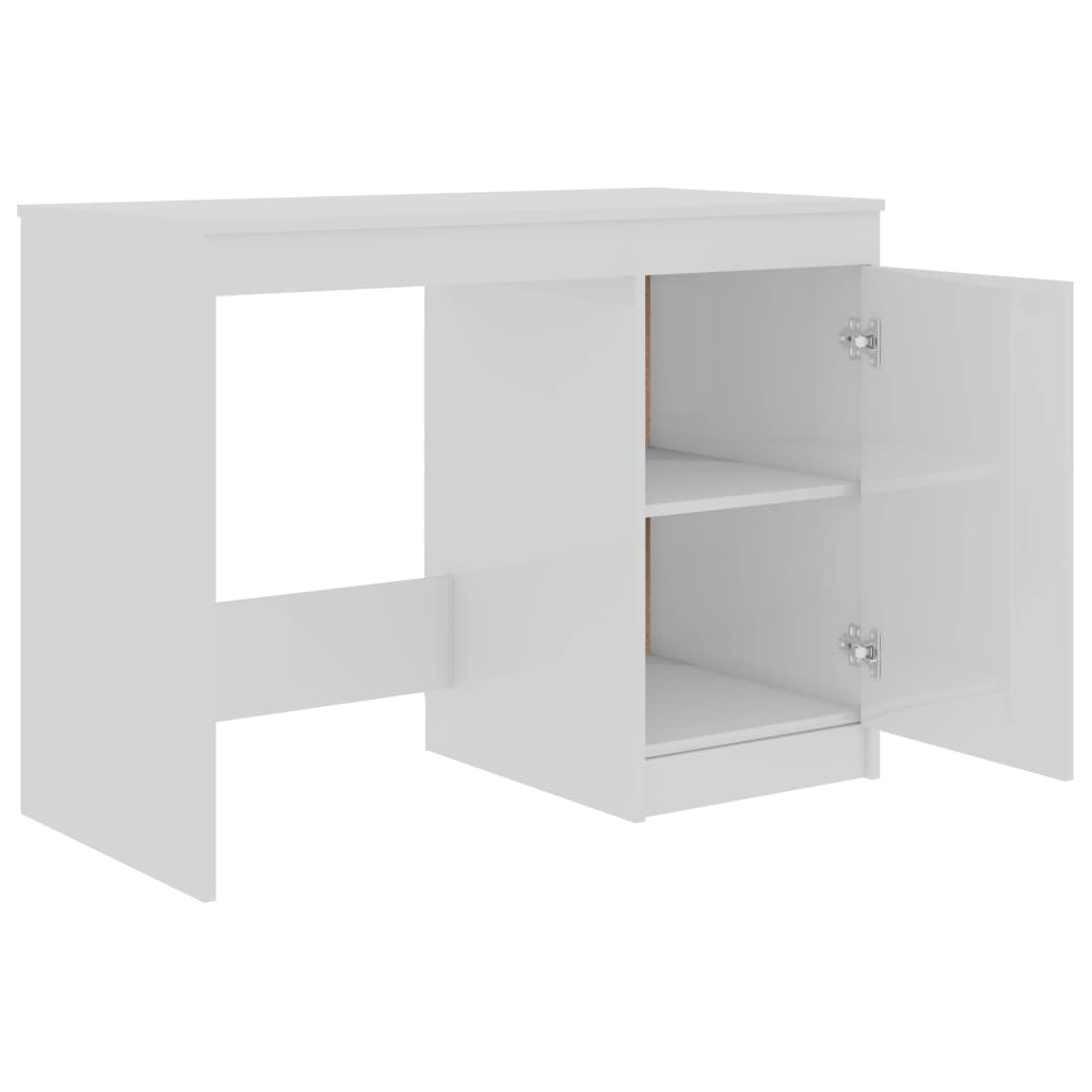 Desk High Gloss White 100x50x76 cm Wood Material