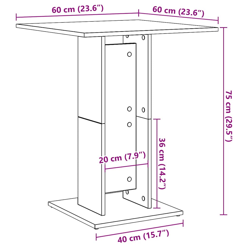 Bistrotisch Weiß 60x60x75 cm Holzwerkstoff