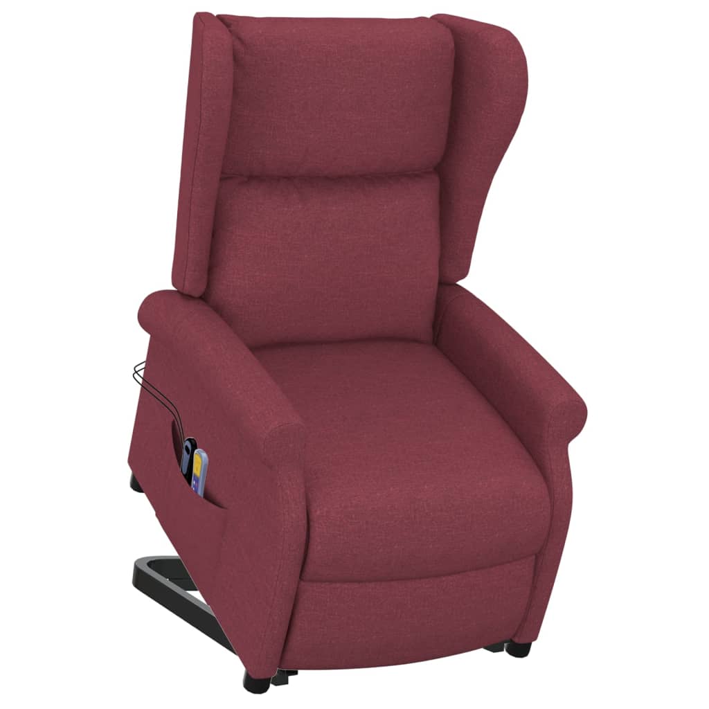 Massagesessel mit Aufstehhilfe Weinrot Stoff