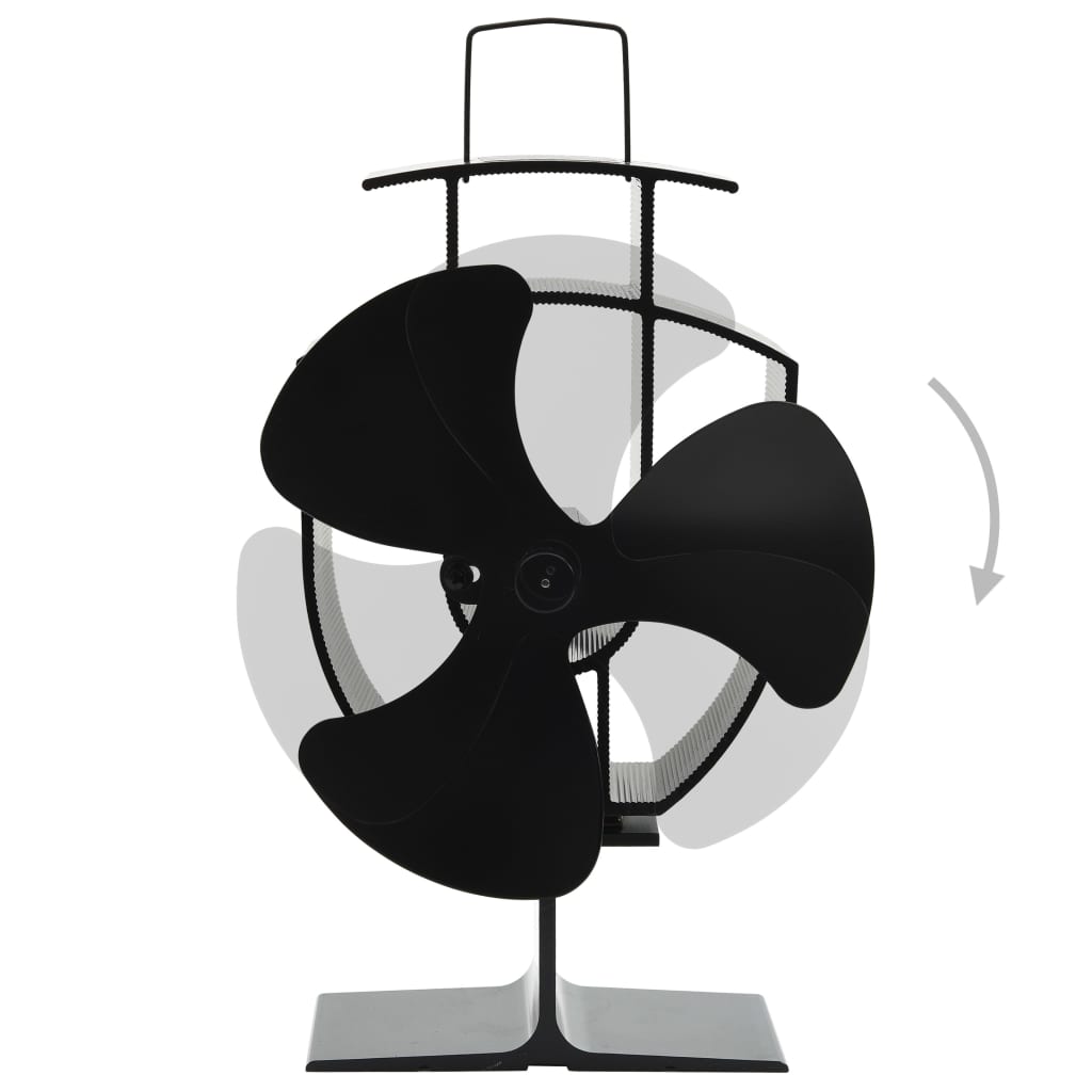 Ofenventilator Wärmebetrieben 3 Blätter Schwarz