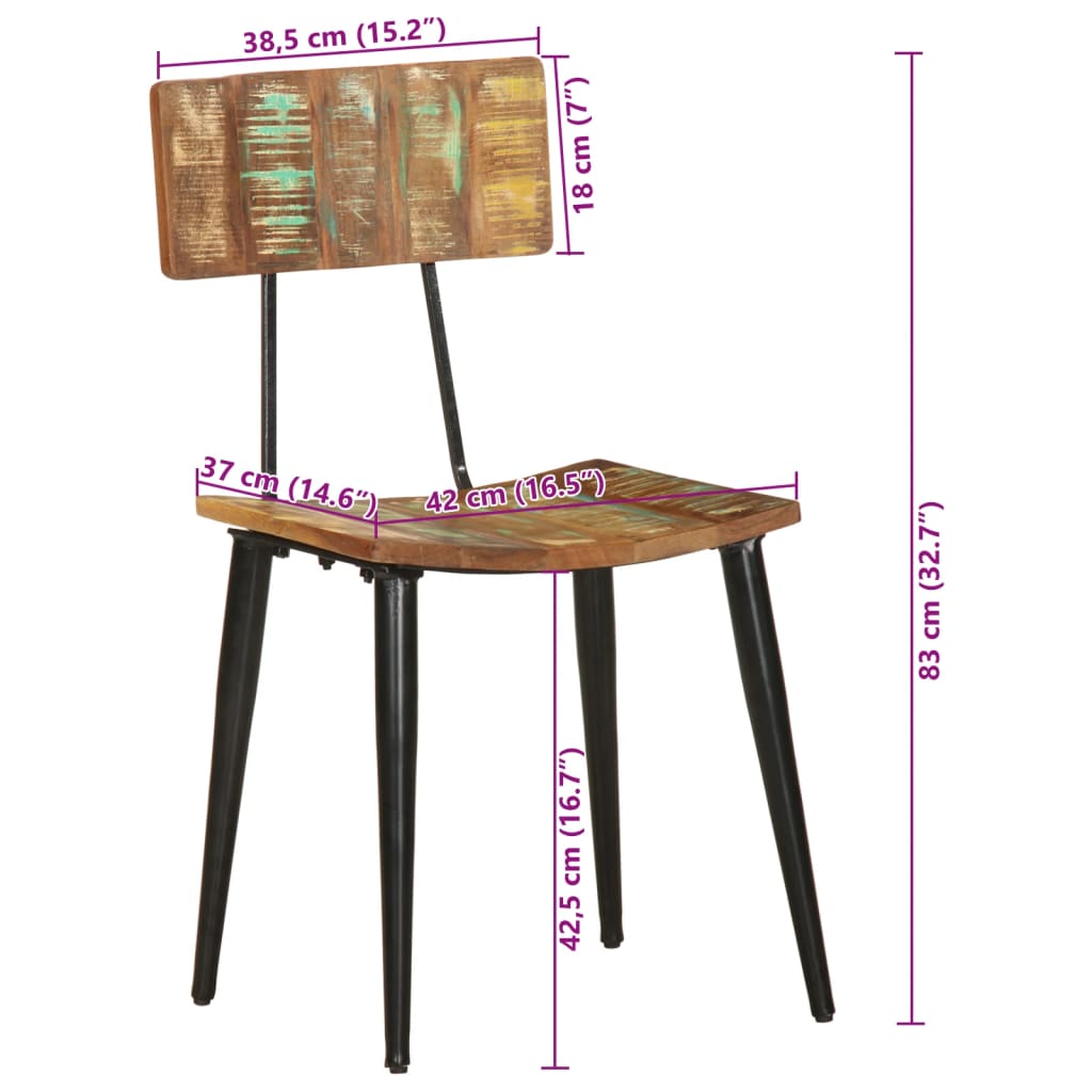 Dining room chairs 2 pcs. Solid reclaimed wood