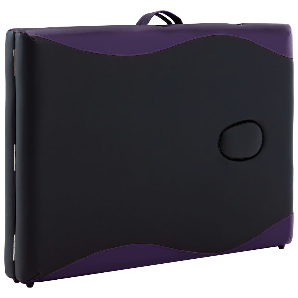 Folding 2-zone massage table with black wooden frame