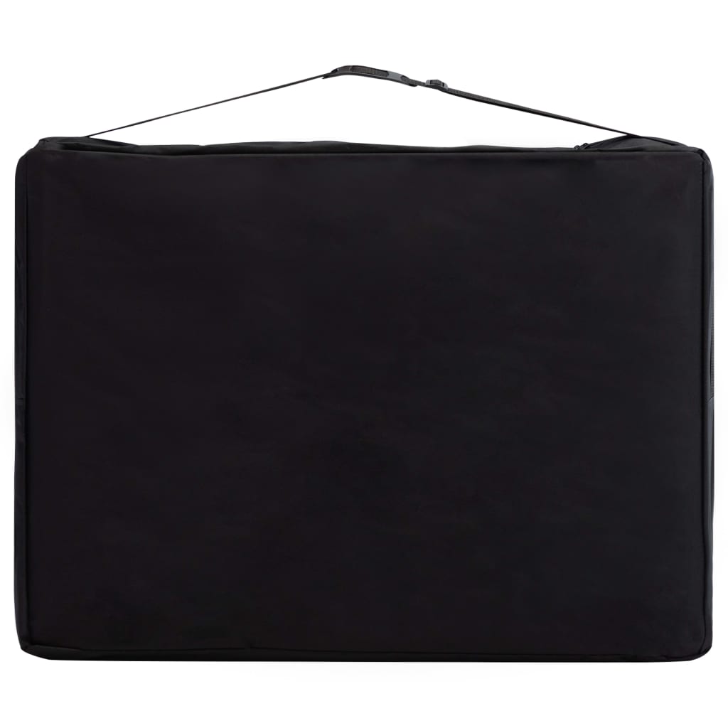 Folding 3-zone massage table with wooden frame in black and white