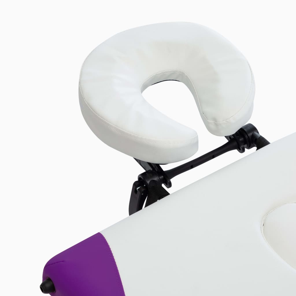 Massage table foldable 3-zone aluminum frame white and purple