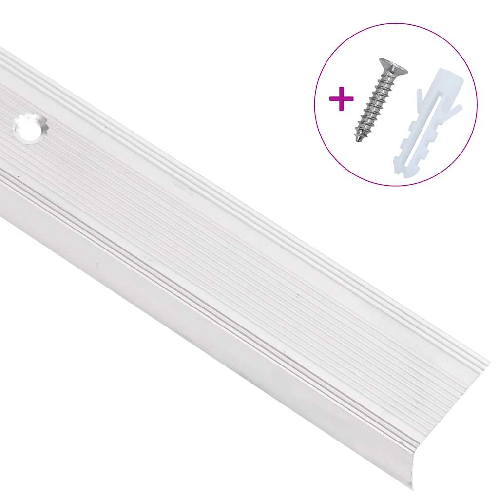 Stair nosing profiles in L-shape 15 pcs. Aluminum 100 cm Silver