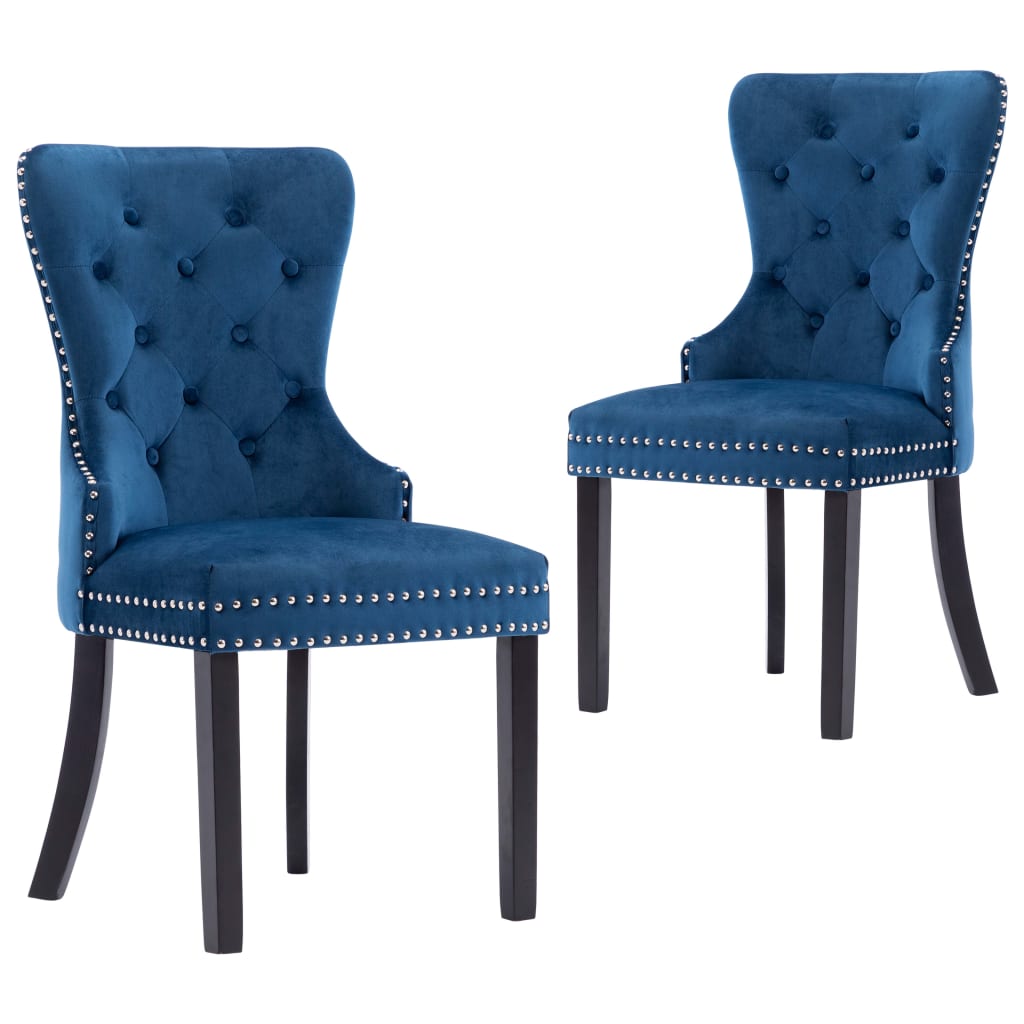 Dining Chairs 2 pcs. Blue Velvet