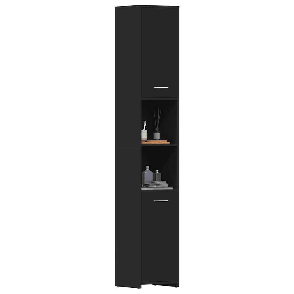 Badezimmerschrank Schwarz 30x30x183,5 cm Holzwerkstoff