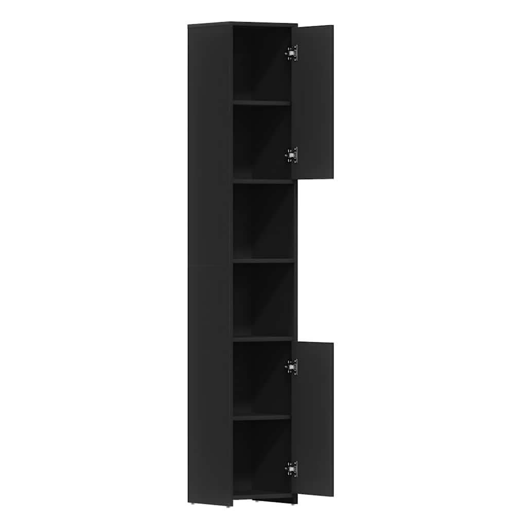 Badezimmerschrank Schwarz 30x30x183,5 cm Holzwerkstoff