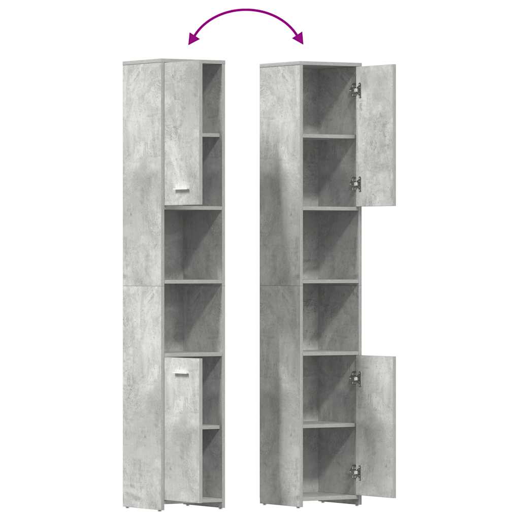 Badezimmerschrank Betongrau 30x30x183,5 cm Holzwerkstoff