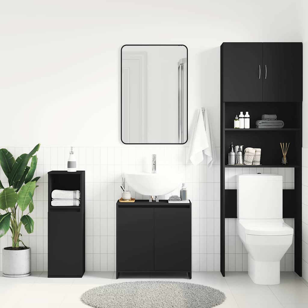 Badezimmerschrank Schwarz 60x33x61 cm Holzwerkstoff