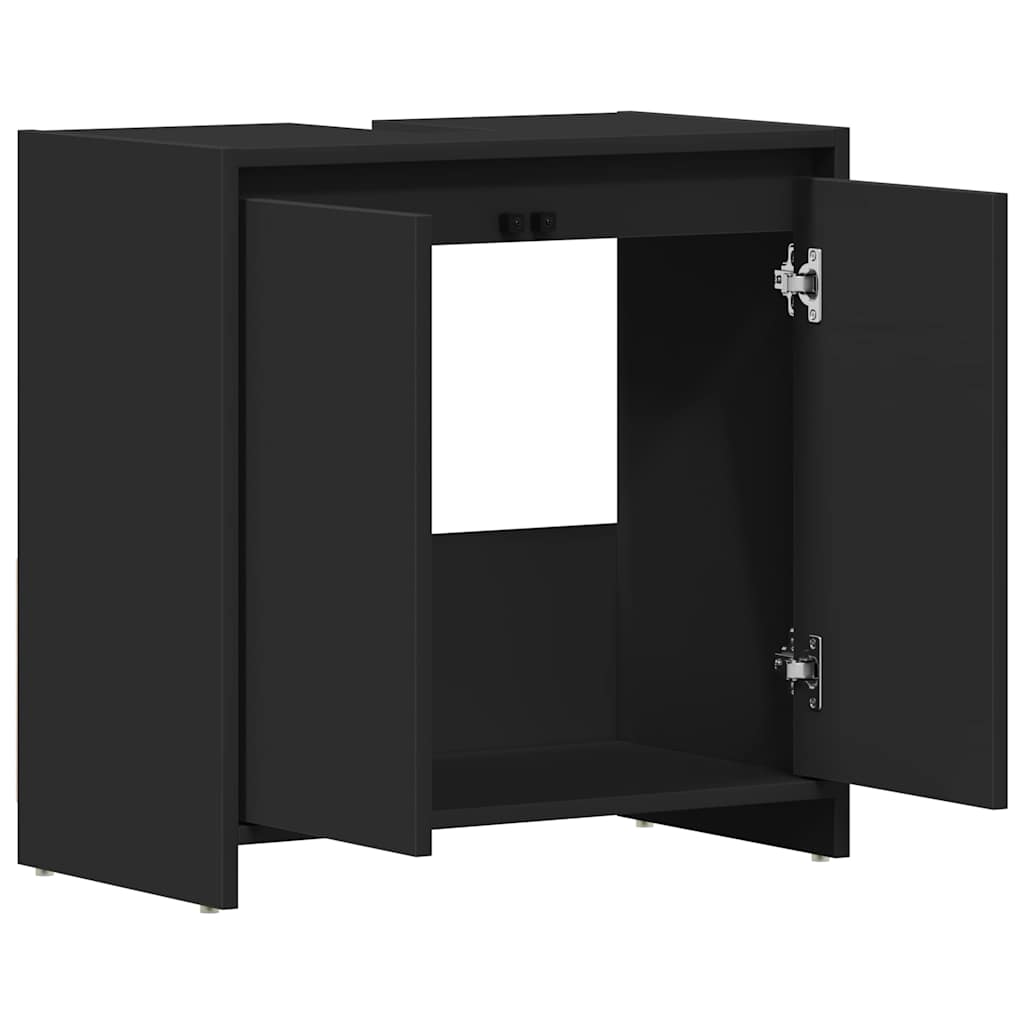 Badezimmerschrank Schwarz 60x33x61 cm Holzwerkstoff
