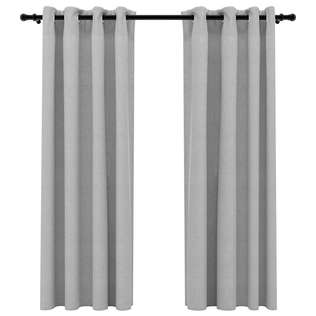 Verdunkelungsvorhänge Ösen Leinenoptik 2 Stk. Grau 140x175 cm