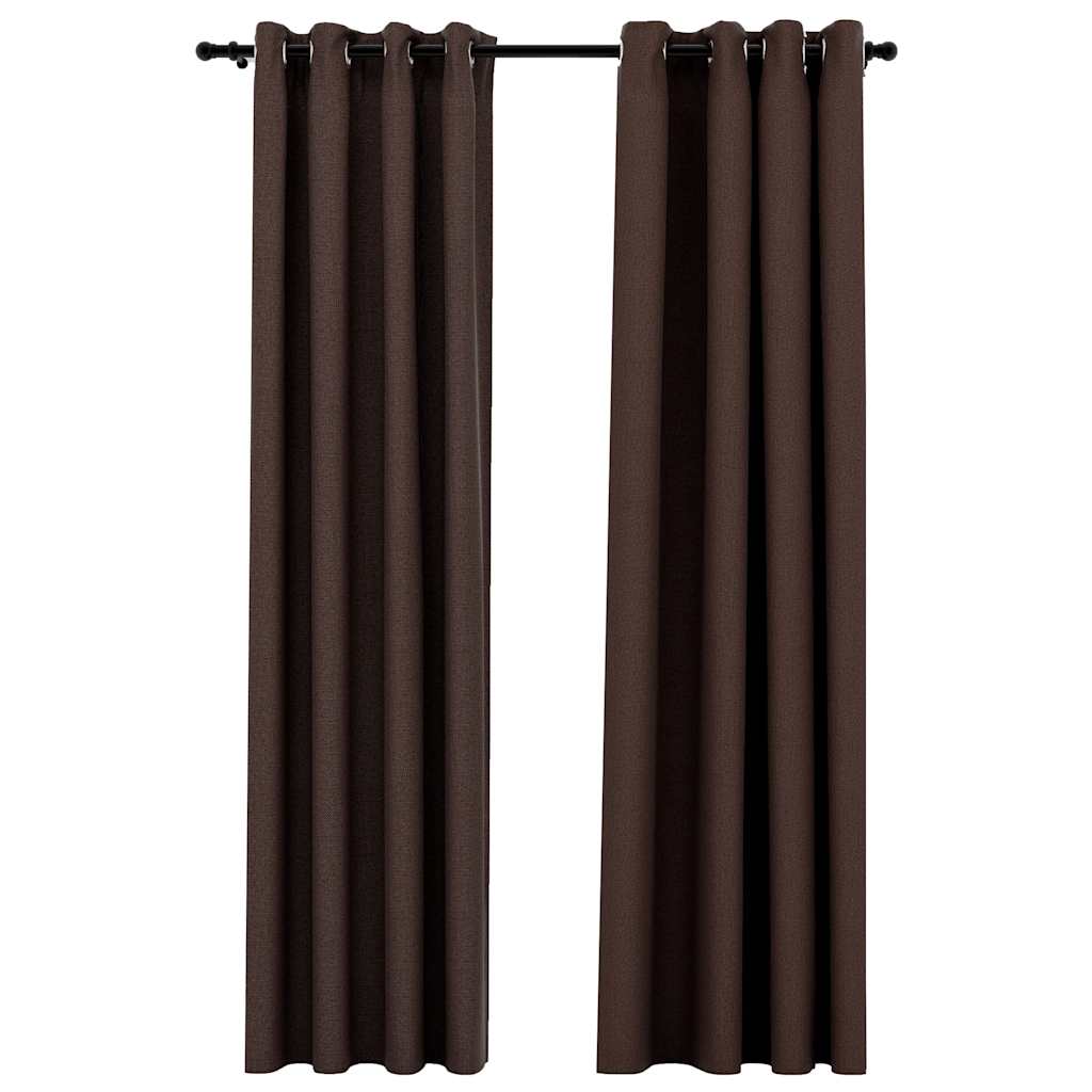 Verdunkelungsvorhänge Ösen Leinenoptik 2 Stk. Taupe 140x225 cm