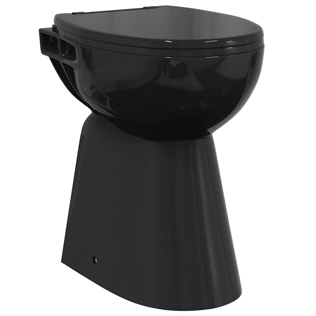 Randloses WC 7 cm Extra Höhe Soft-Close Keramik Schwarz