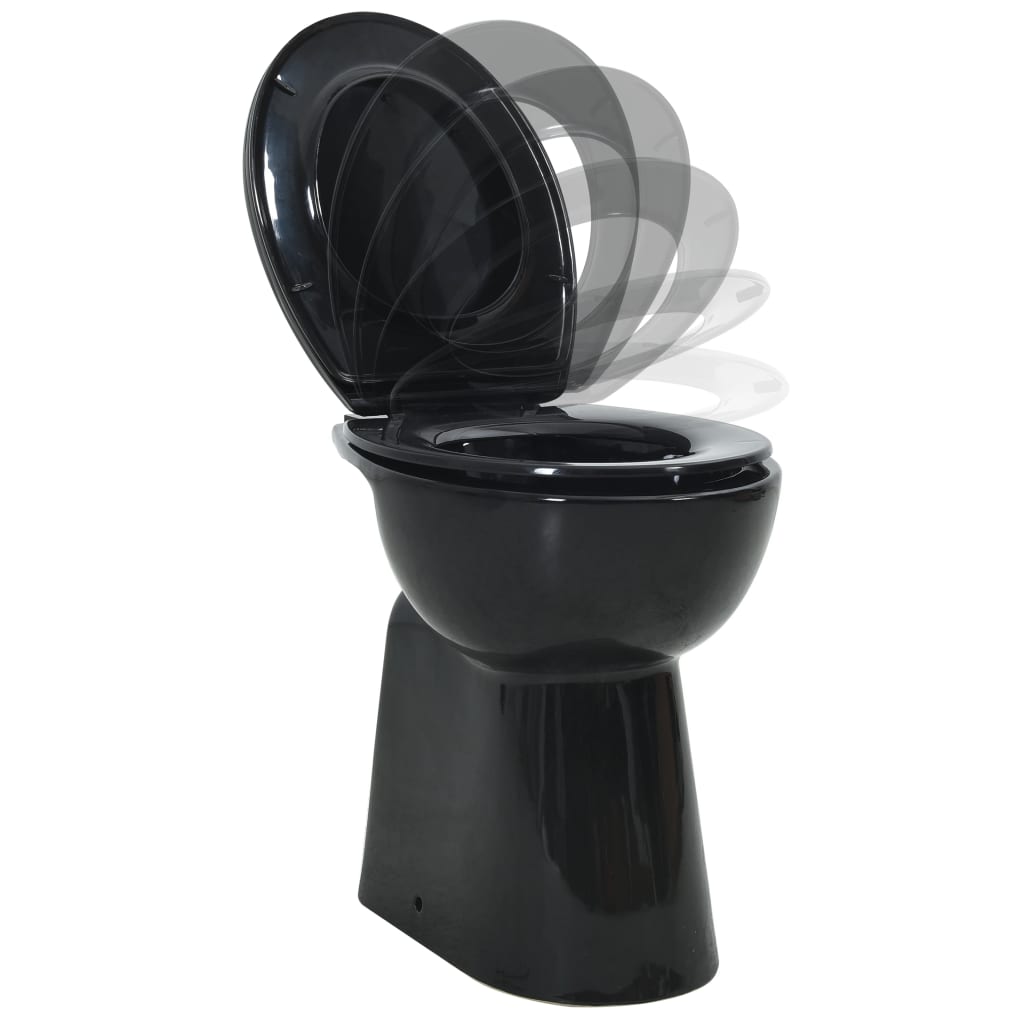 Randloses WC 7 cm Extra Höhe Soft-Close Keramik Schwarz