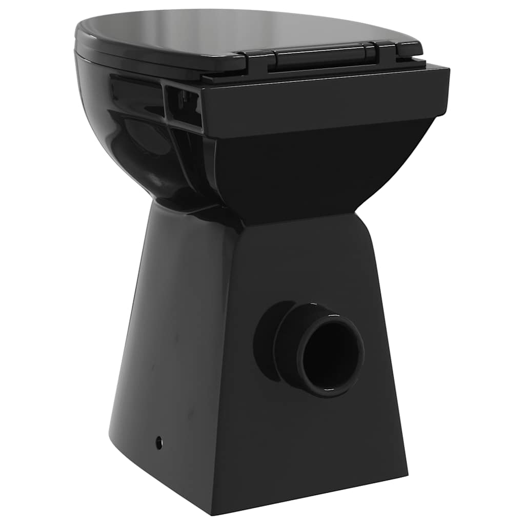 Randloses WC 7 cm Extra Höhe Soft-Close Keramik Schwarz