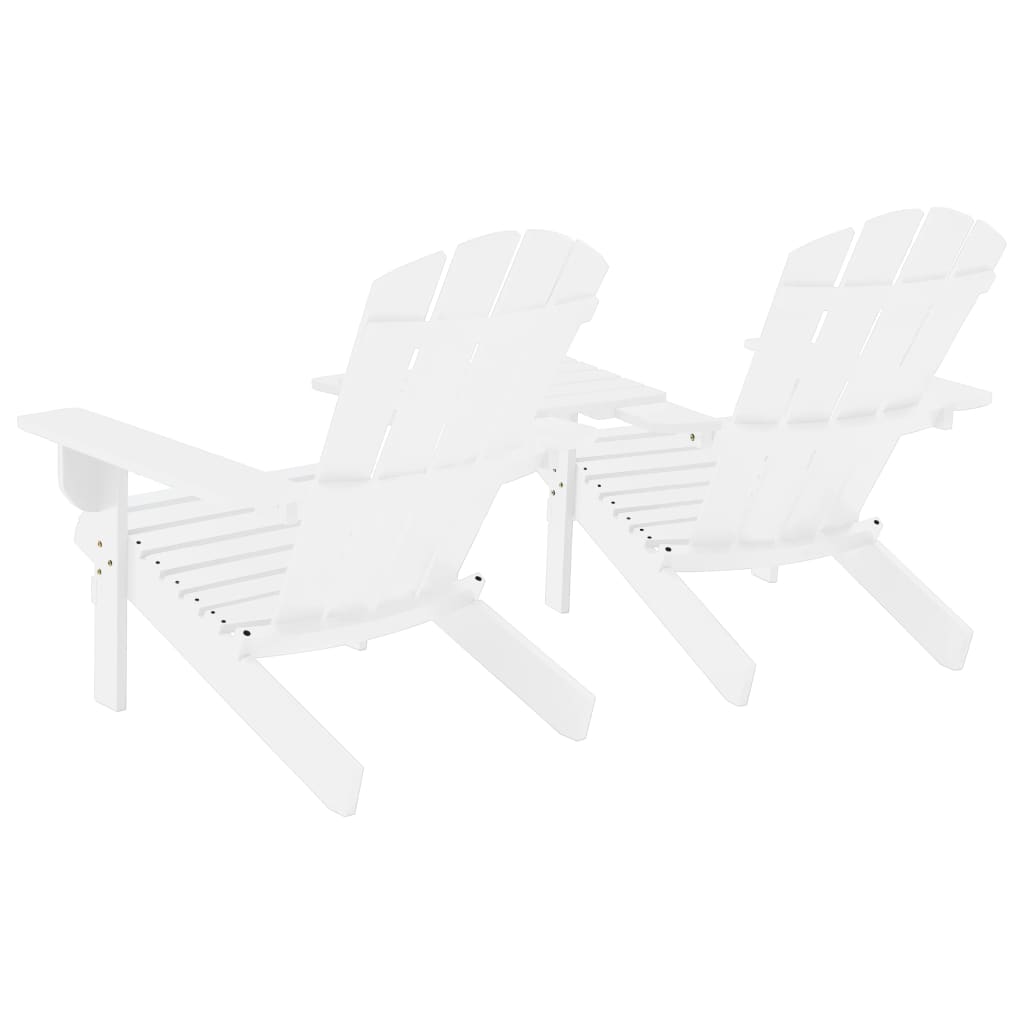 Adirondack garden chairs with table solid fir white