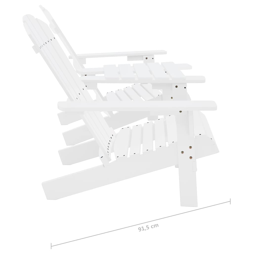 Adirondack garden chairs with table solid fir white